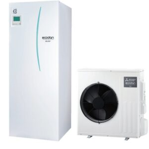 Mitsubishi Electric Ecodan exterior SUZ-SWM40VA + Hydrobox Duo ERST17D-VM2R1